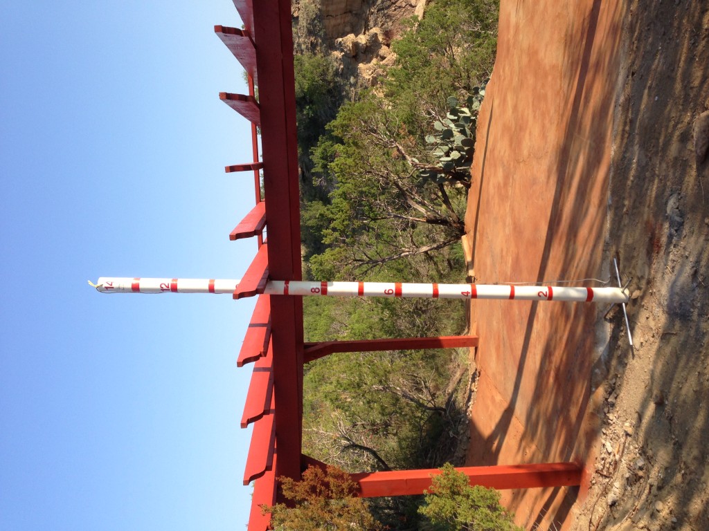Jerry's HOMEMADE invention showing my 14 foot depth gauge !